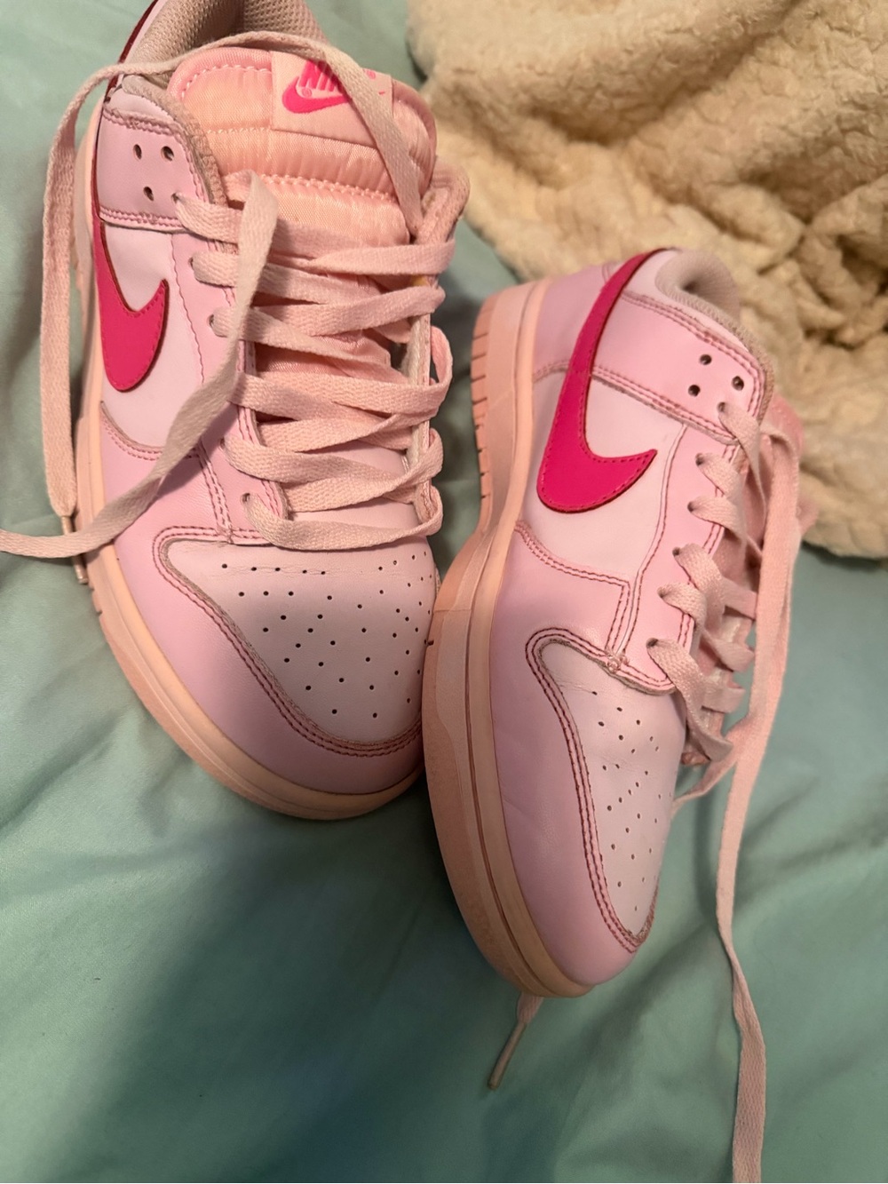 Nike Pink Low-Top Sneakers with Hot Pink Swoosh